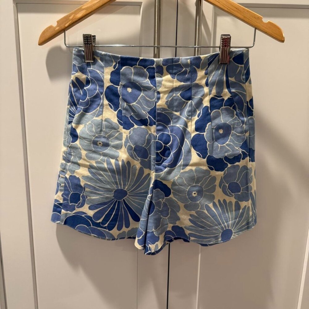 Blue and white floral Zara shorts